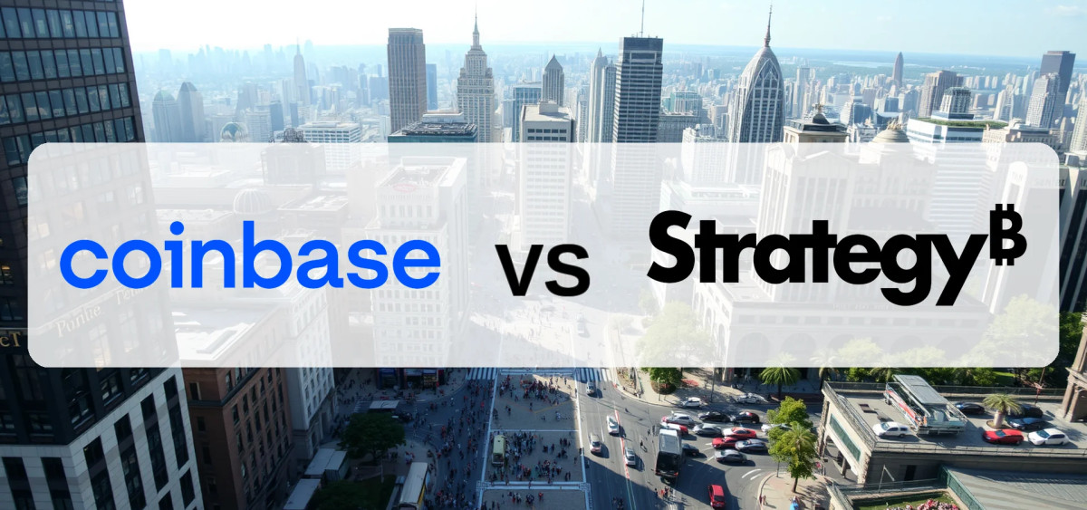 Beitragsbild zu Coinbase- vs. MicroStrategy-Aktie: Duell der Krypto-Strategien
