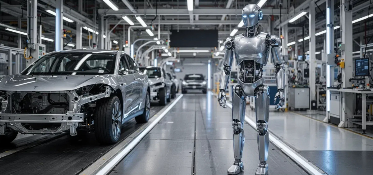 Beitragsbild zu Tesla Aktie: Elektroautos raus, Roboter rein