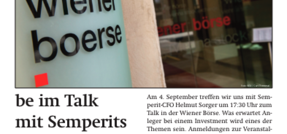 Beitragsbild zu News aus dem Börse Express PDF vom 28.06.2024: be im Talk mit Semperit