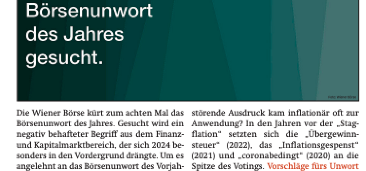 Beitragsbild zu News aus dem Börse Express PDF vom 13.11.2024 - Das Unwort plus Zahlen von FACC und voestalpine