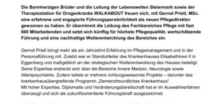 Beitragsbild zu Pflegedirektion der Lebenswelten der Barmherzigen Brüder – Steiermark neu besetzt