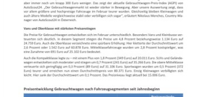 Beitragsbild zu AutoScout24: Gebrauchtwagenpreise steigen wieder