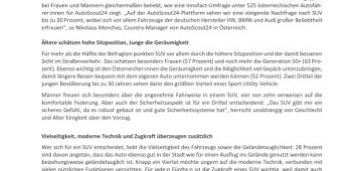 Beitragsbild zu AutoScout24 Umfrage: SUV mit bis zu 30 Prozent mehr Nachfrage auf der Überholspur