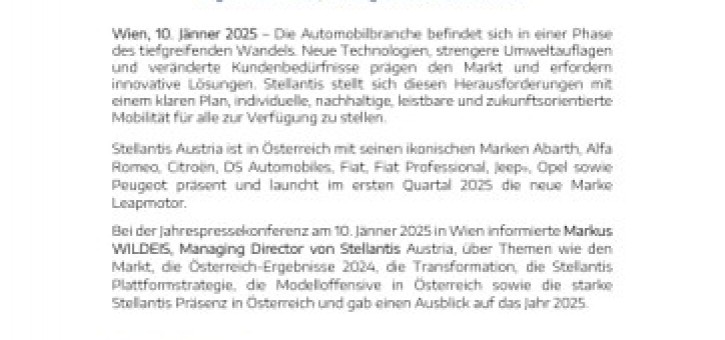 Beitragsbild zu STELLANTIS AUSTRIA - Ergebnisse 2024 - Strategie und Ausblick 2025