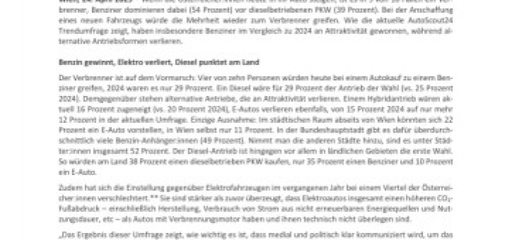 Beitragsbild zu AutoScout24-Umfrage: Alternative Antriebe und Kleinwagen verlieren an Attraktivität